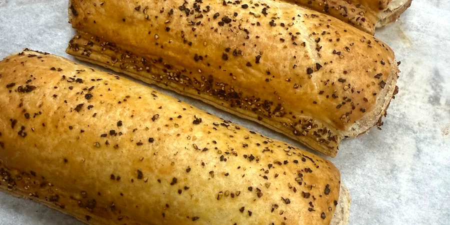 Freshly baked sausage rolls